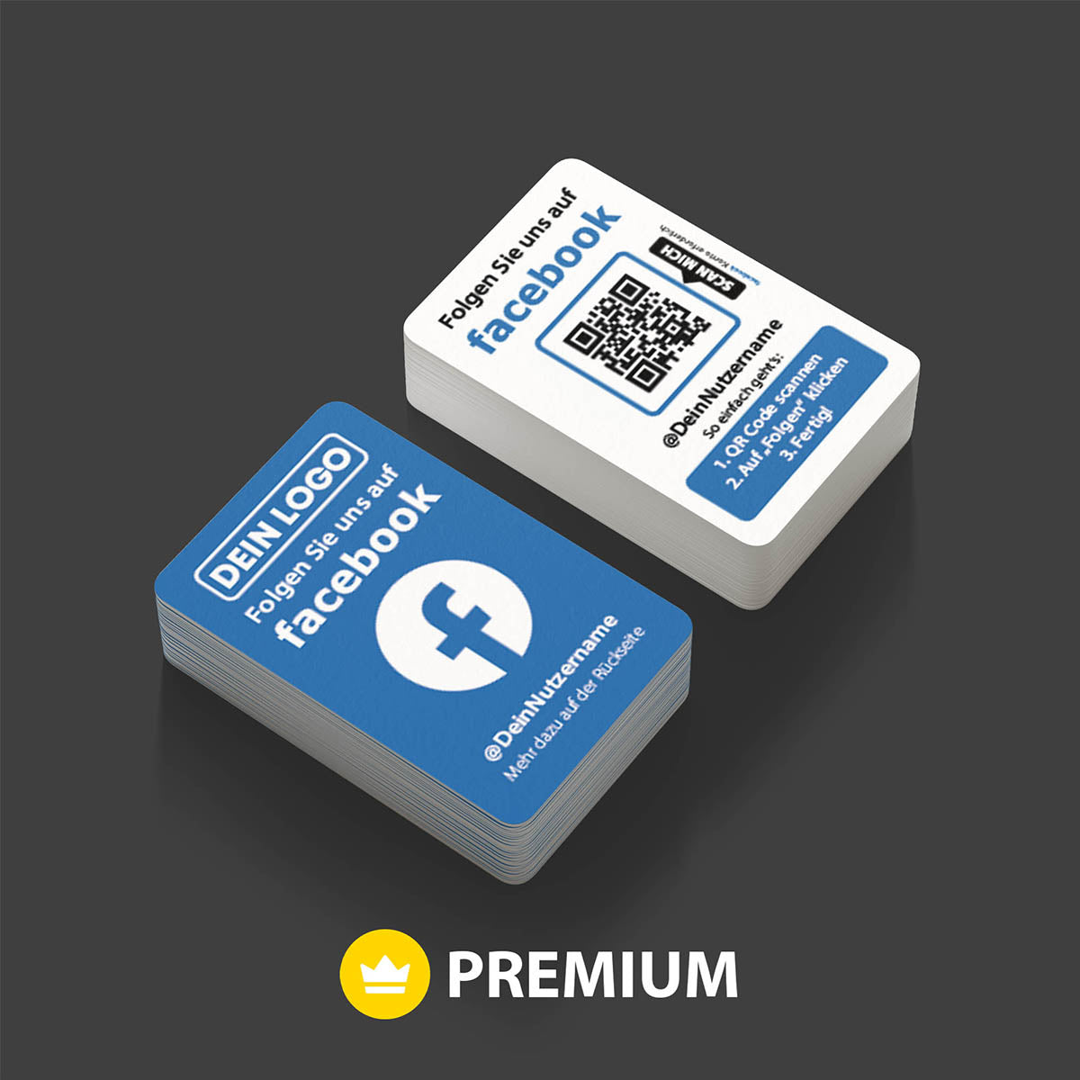 Facebook Follow Visitenkarte PREMIUM mit QR Code