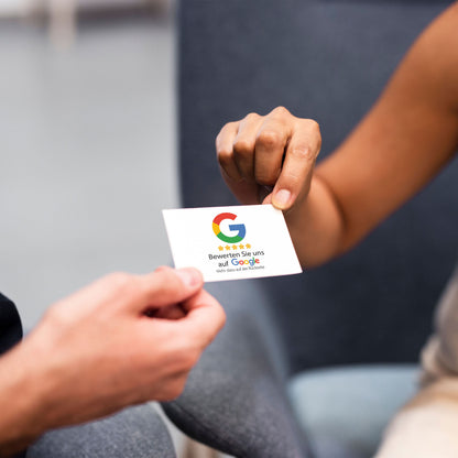 google bewertung visitenkarte quer mit qr code und logo verwendung