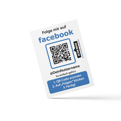 facebook follow karte mit logo und qr code