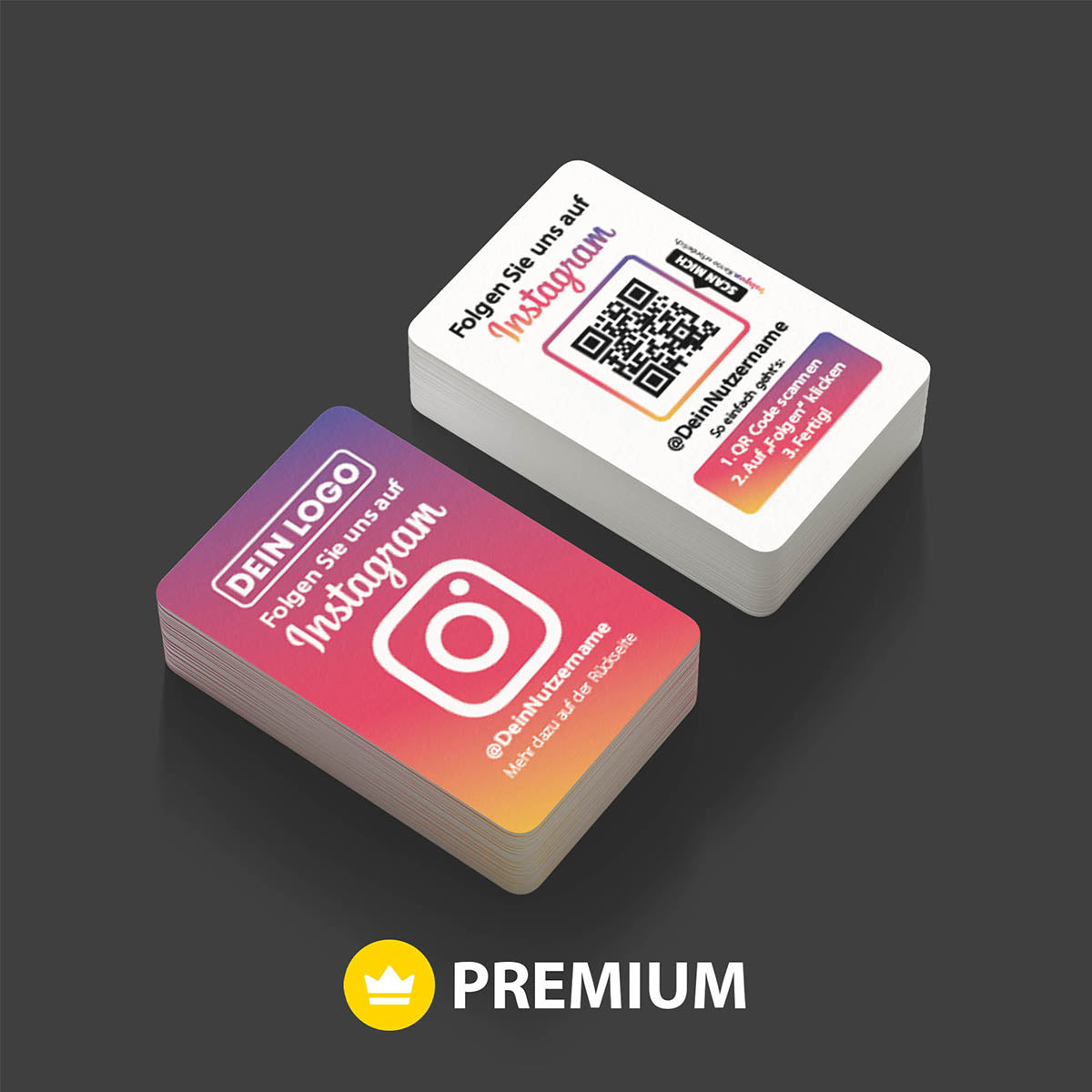 instagram follow visitenkarten PREMIUM mit qr code und logo