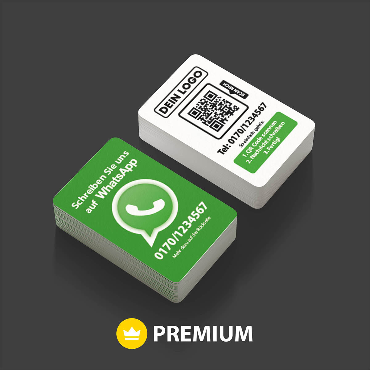 whatsapp nachricht visitenkarte PREMIUM mit qr code und logo