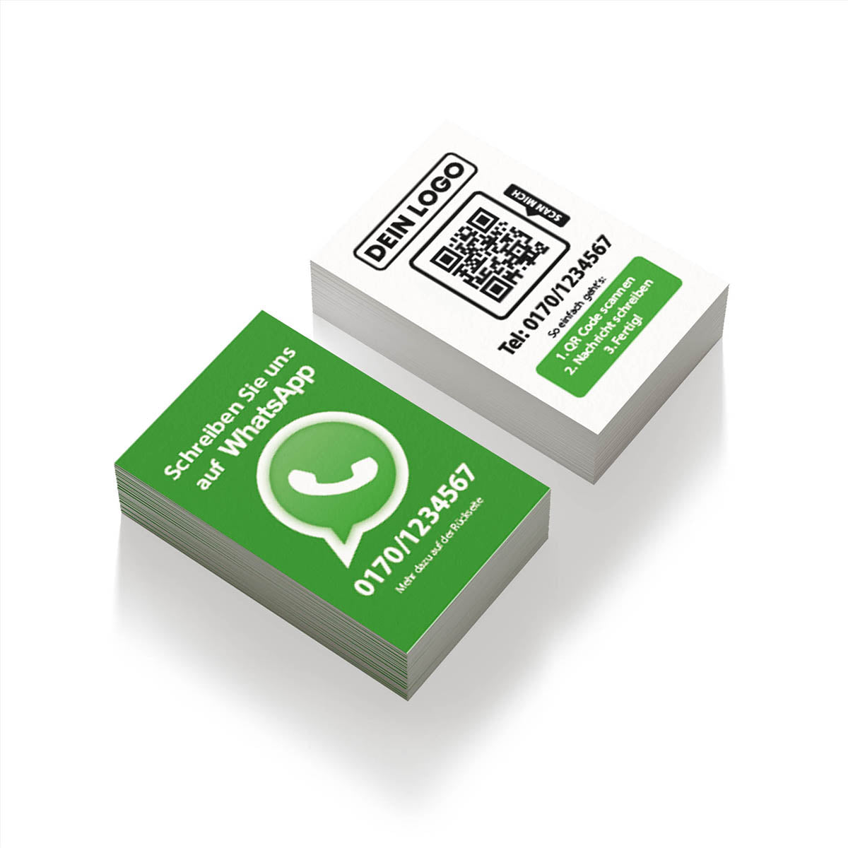 whatsapp nachricht visitenkarte mit qr code und logo